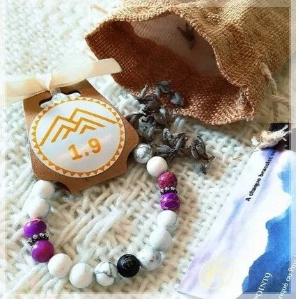 Bracelets personnalisés lithothérapie 1.9 avec des brins de lavande