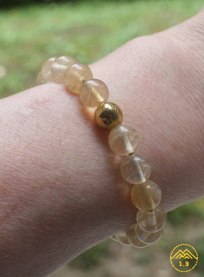 Bracelet citrine cordon beige or