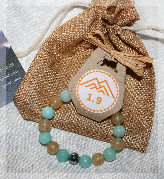 bijou cadeau enfant bracelet lithotherapie pierres citrine jaune amazonite bleu