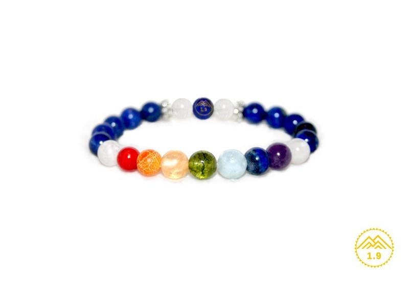 Bracelet 7 chakras en lapis lazuli et pierre de lune pour femme 1point9
