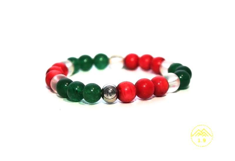 bracelet pierre naturelle corail rouge agate verte cristal de roche le petit basque 1.9