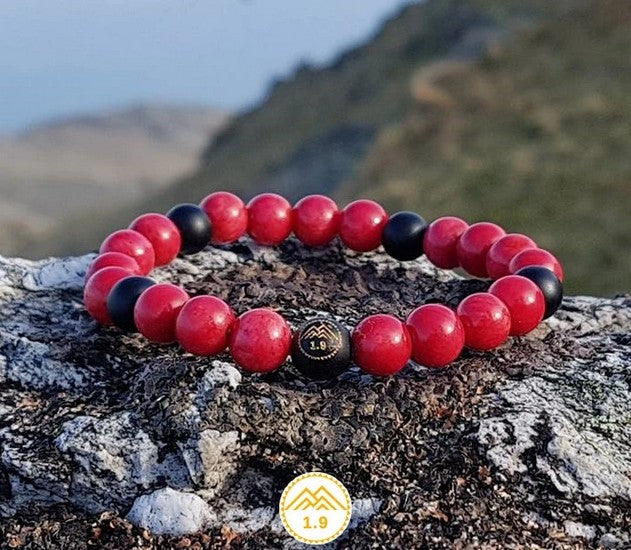 Bracelet basque enfant rouge noir ezpeleta lithotherapie 1.9