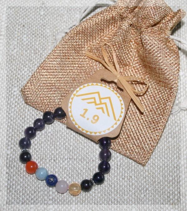 Bracelet chakras femme Améthyste et pierres naturelles