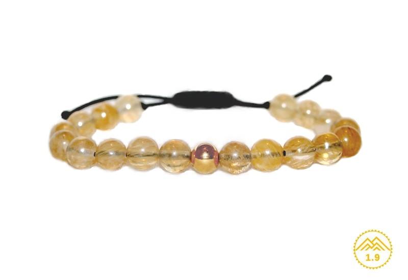 Bracelet shamballa homme femme CITRINE Zen urban chic guerison en macramé et perle acier ''or''
