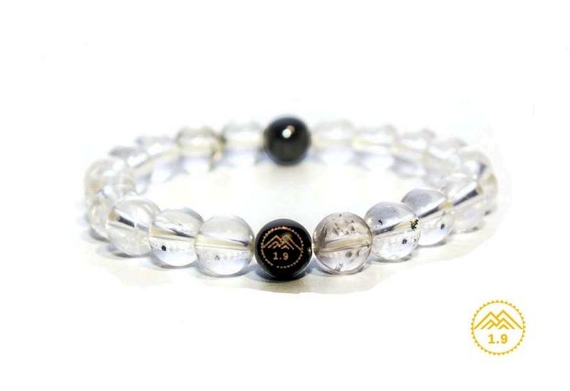 bracelet femme ou homme pierre naturelle cristal roche hematite onyx noir mont-blanc 1.9