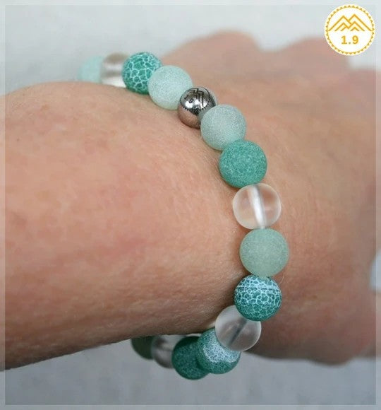 Bracelet enfant agate verte et cristal de roche lithotherapie 1.9