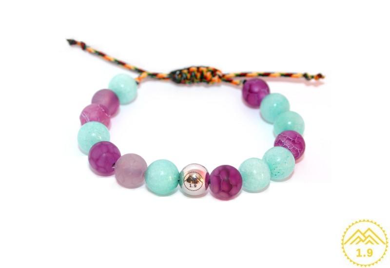 Bracelet enfant Amazonite Agate violette et acier argent 1.9