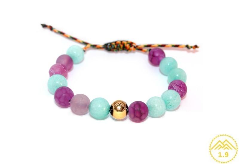 Bracelet enfant Amazonite Agate violette et acier or 1.9