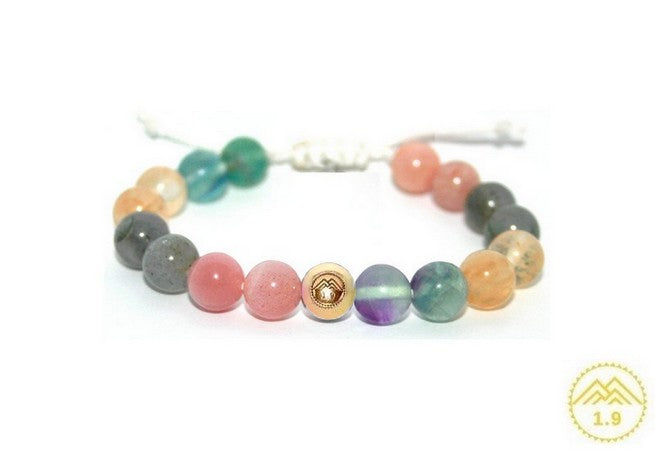 bracelet pierres veritables enfant avec pouvoir des pierres et perle acier doré 1.9