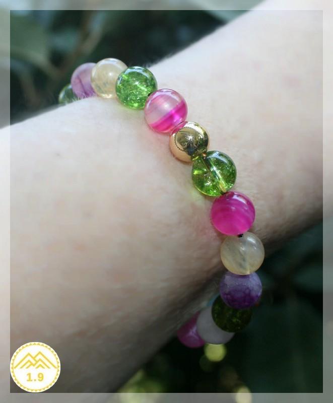 Bracelet enfant Peridot Citrine Agate fushia mauve Quartz rose Jaspe violet Or Taille ajustable
