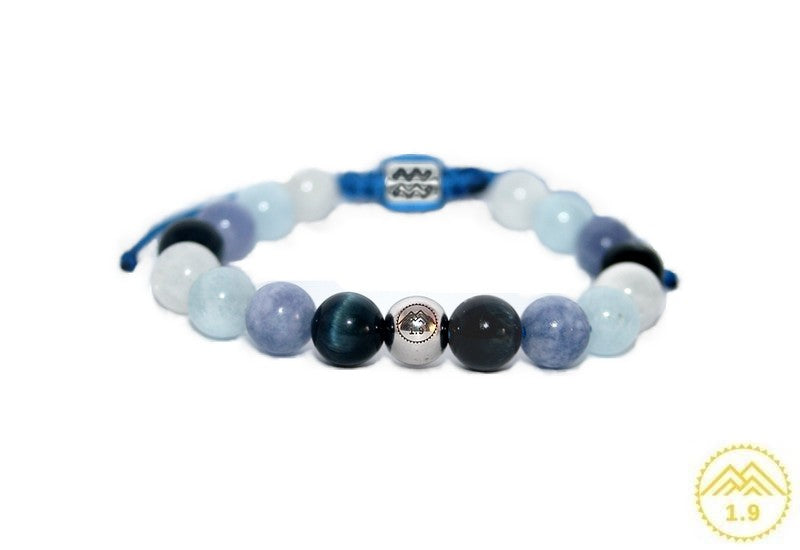 Bracelet enfant perles bleues Signe astro Verseau Aquarius