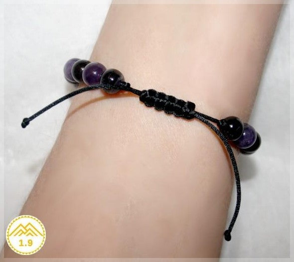 Bracelet enfant pierres améthyste shamballa ajustable 1.9
