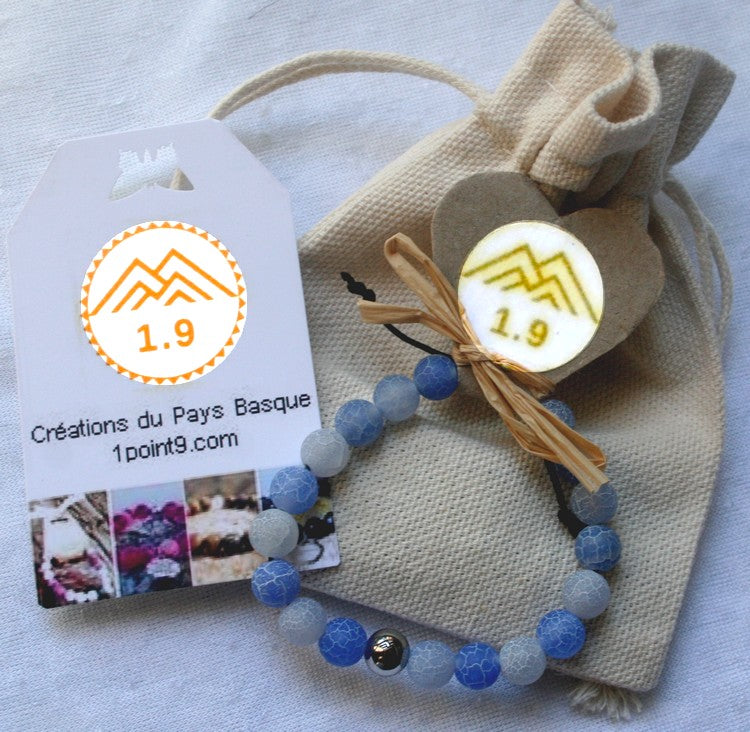 Bracelet enfant perles Agate bleu lavande