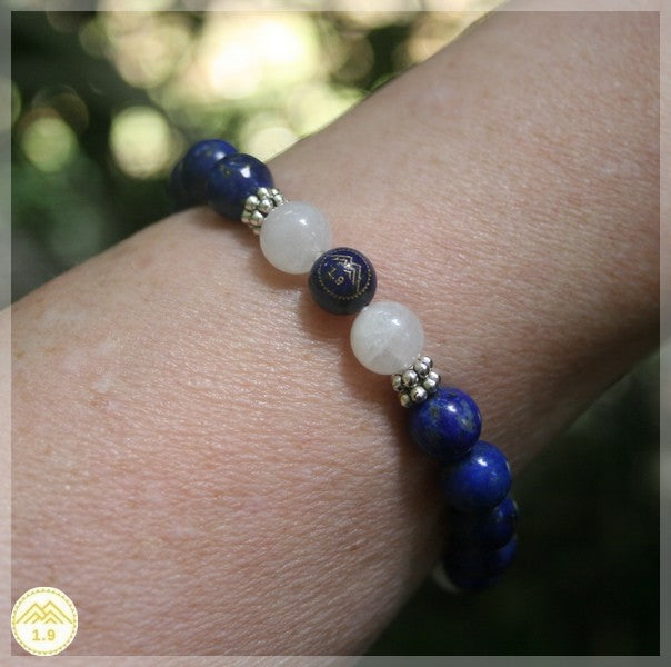 Bracelet femme chakras lapis-lazuli pierre de lune lithothérapie Bijoux personnalisés 1.9