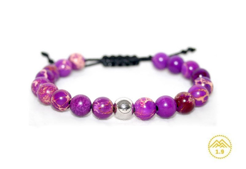 Bracelet femme lithothérapie pierres jaspe violet calme concentration