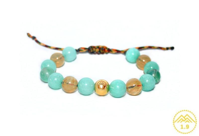 Bracelet femme amazonite citrine fluorite et doré 1.9