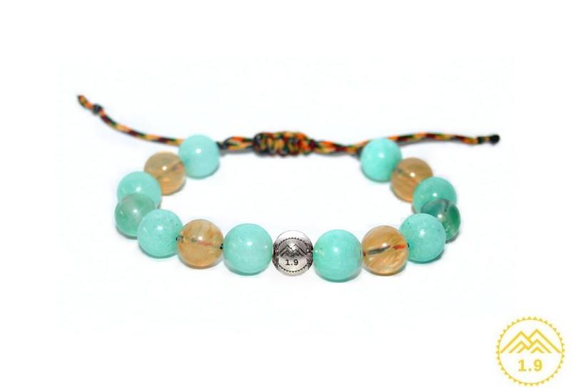 Bracelet femme amazonite citrine fluorite et acier argent 1.9
