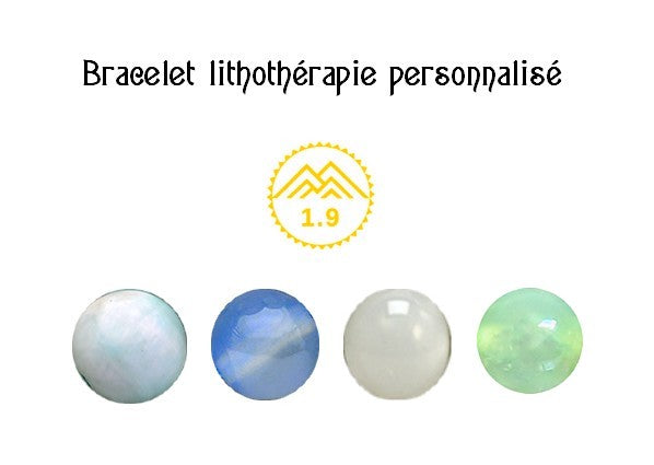 Bracelet femme lithothérapie personnalisé sur mesure avec pierres au choix, jade vert, pierre de lune, larimar, calcédoine bleue