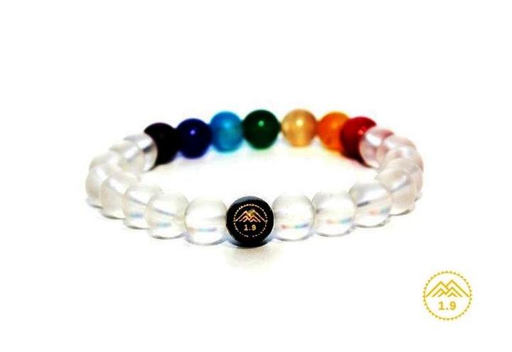 bracelet femme pierres cristal de roche arc en ciel onyx noir vinicunca 1point9
