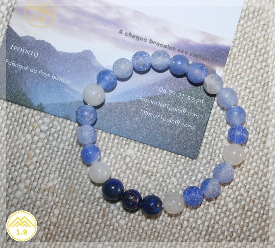 bracelet pierres naturelles bleues : agate, lapis-lazuli et pierre de lune 1.9