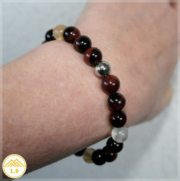 Bracelet homme marron jaune la Rhune lithothérapie 1.9