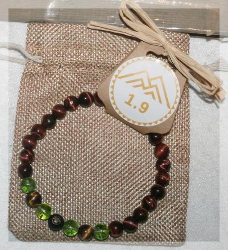 Bracelet homme perles Oeil de tigre Oeil de taureau Peridot, grande taille
