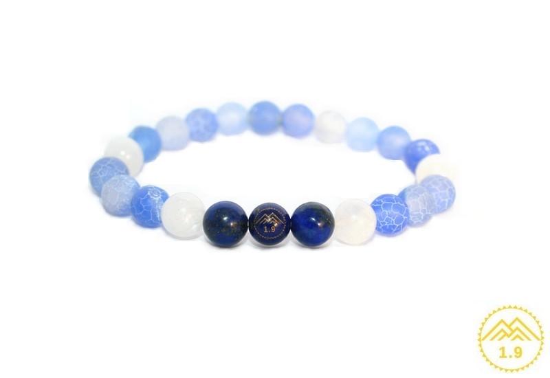 Bracelet homme sur mesure, pierres bleues et blanches 1.9