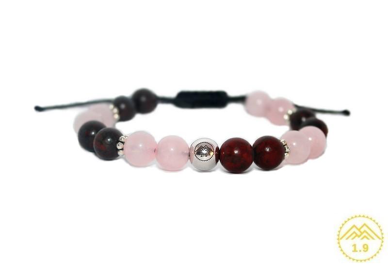 Bracelet femme pierres roses et rouge bordeaux