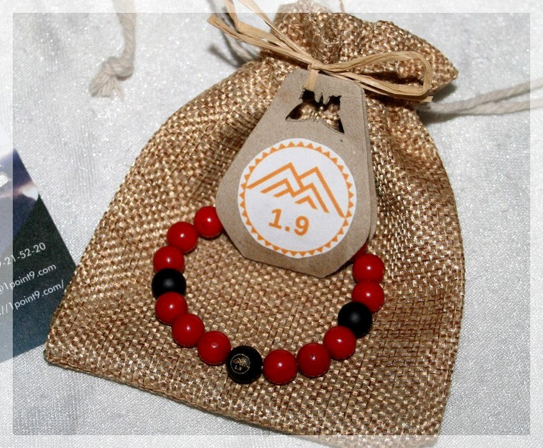 bracelet lithotherapie enfant corail rouge onyx noir