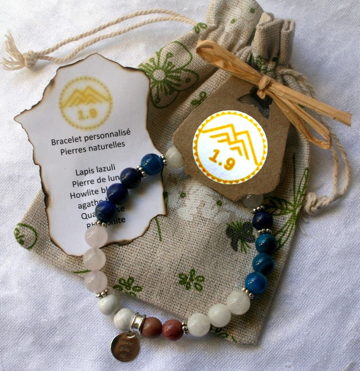Bracelet lithothérapie personnalisé avec pierres naturelles véritables de la marque 1.9 fait main sur mesure avec pierres au choix