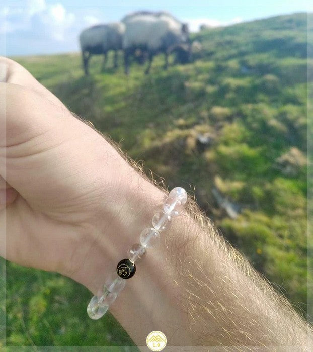 bracelet homme ou femme cristal blanc et noir en pierres naturelles lithotherapie