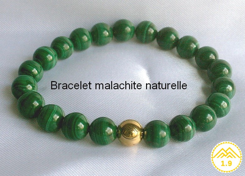 Bracelet personnalisé en malachite naturelle qualité extra de la marque 1.9