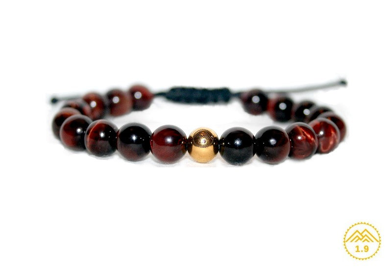 Bracelet homme femme oeil de taureau courage force Shamballa en macramé et perle acier ''or'' Zen urban chic