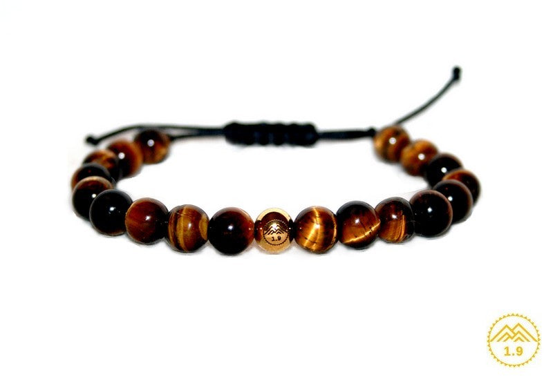 Bracelet shamballa homme femme oeil de tigre Zen urban chic protection ambition en macramé et perle acier ''or''