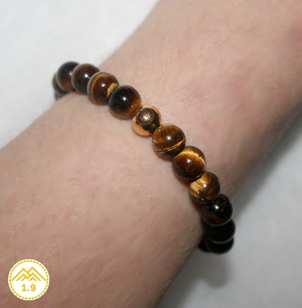 Bracelet oeil de tigre naturel zen urban chic force ambition protection en macramé et perle acier doré pour homme & femme