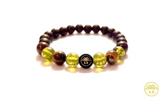 Bracelet homme Péridot vert Oeil de tigre marron Oeil de taureau rouge ''TARA''