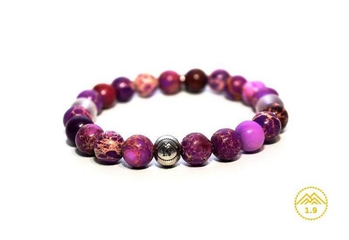Bracelet femme pierres violettes naturelles jaspe violet 1.9