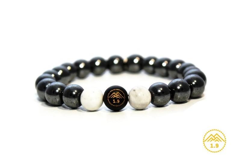 bracelet enfant pierres hematite onyx noir howlite blanche black mountain 1.9