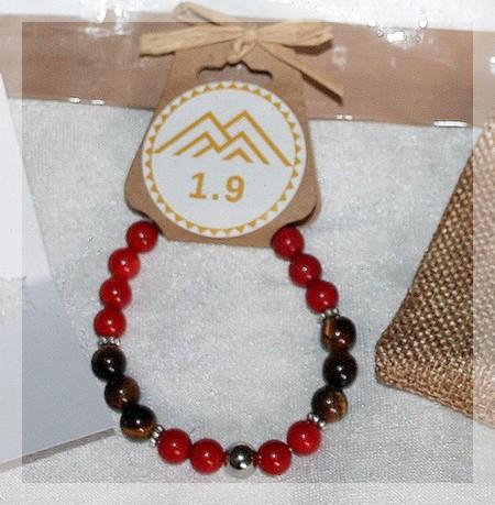 idée cadeau Bracelet Perles Oeil de tigre Corail rouge sur mesure