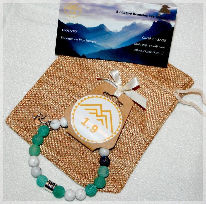 Cadeau Bracelet shamballa signe astro Croix basque perles naturelles vert blanc