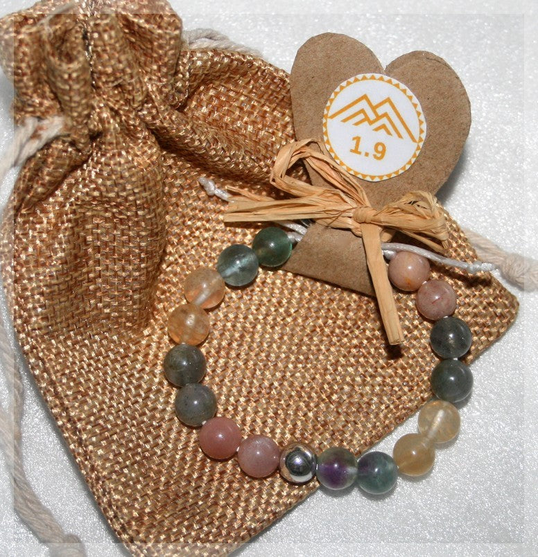 cadeau bracelet enfant lithothérapie confiance pierres véritables jaune vert orange 1.9