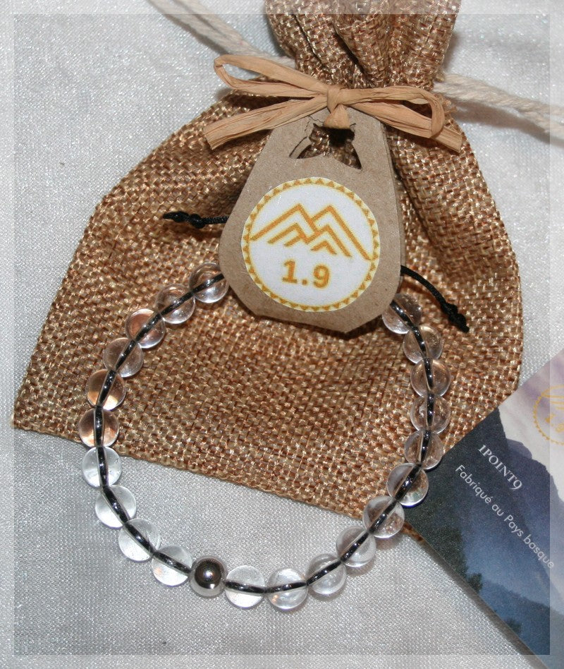 idée cadeau bracelet homme ou femme en cristal de roche taille ajustable lithotherapie 1.9