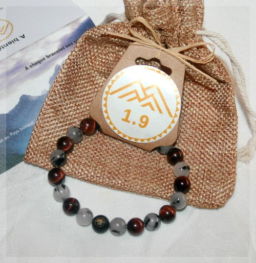cadeau bracelet homme pierres marron blanc noir lithothérapie artzamendi basque 1.9