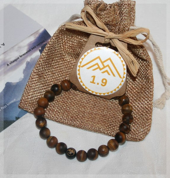 cadeau bracelet homme pierres marron Oeil de tigre lithotérapie basque baigura 1.9