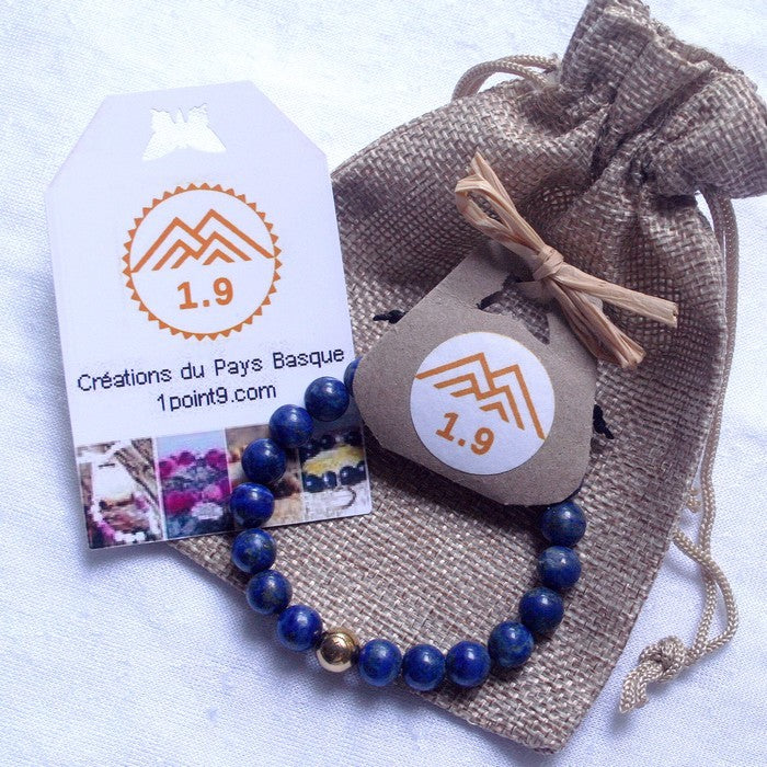 Cadeau bracelet pierres bleu marine lapis-lazuli sur mesure