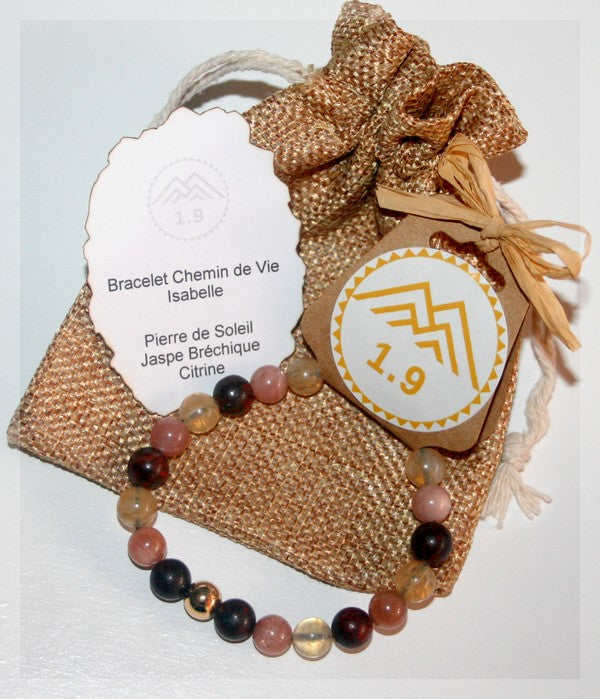 Bracelet personnalisé lithothérapie numérologie Chemin de vie en perles de pierre naturelles