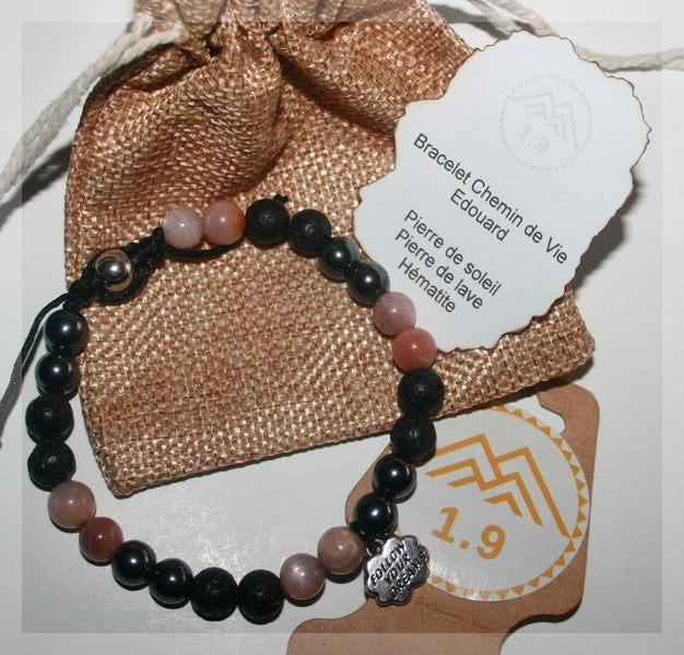 Cadeau bracelet homme lithothérapie Numérologie Chemin de vie sur mesure 1.9