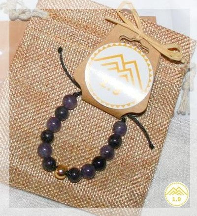 Idée cadeau Bracelet enfant original pas cher petite taille Shamballa Perles Améthyste Perle acier doré 1.9