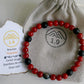 Bracelet homme rouge et noir en corail et onyx. Cadeau bijou original personnalisé pour homme
