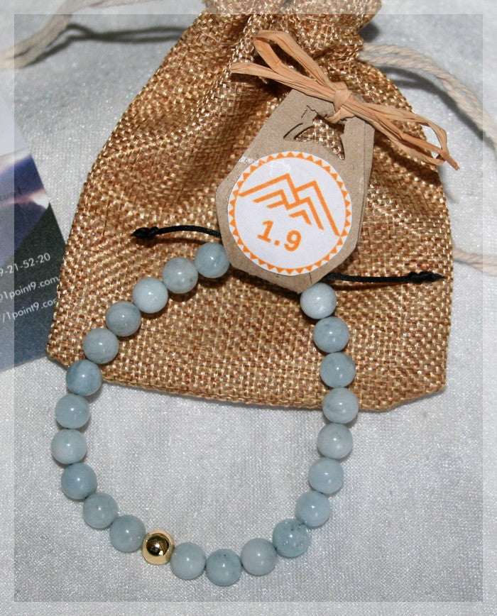 cadeau bijou femme bracelet lithotherapie perles bleu ciel sur-mesure ajustable